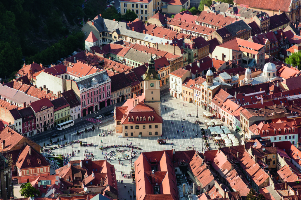 Brasov main square - Piata Sfatului, Transylvamia, Romania